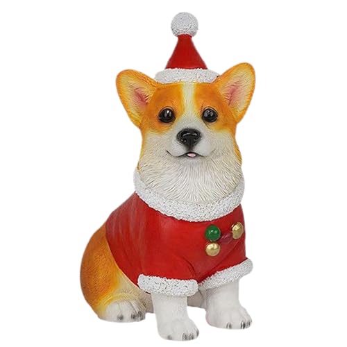 Figurines de chien de Noël en résine statuette déco appartement bureau