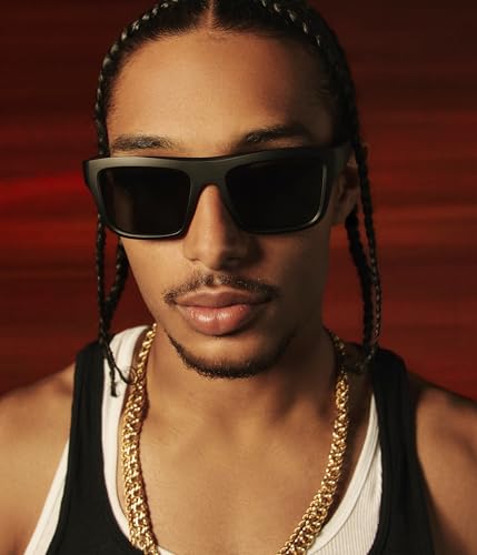 QUAY - Men's Sunglasses, Polarized Square Lenses with UV Protection (Dealers Choice, Matte Black/Black Polarized)3