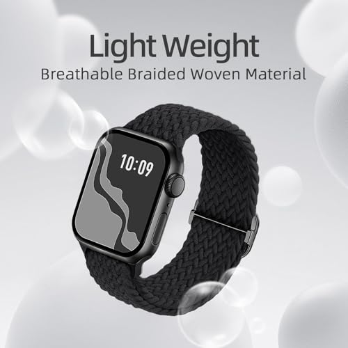 Image of 4 Pack Braided Stretchy Bands Compatible with Apple Watch 40mm 41mm 38mm 42mm 44mm 45mm 46mm 49mm Women Men, Breathable Nylon Elastic Daily Use Straps for iWatch Series 11 /10 9 8 7 6 5 4 3 SE /Ultra 2