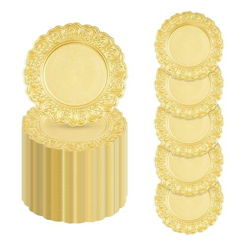 100 Platos Dorados Plásticos Redondos 13" Pack miniatura 1
