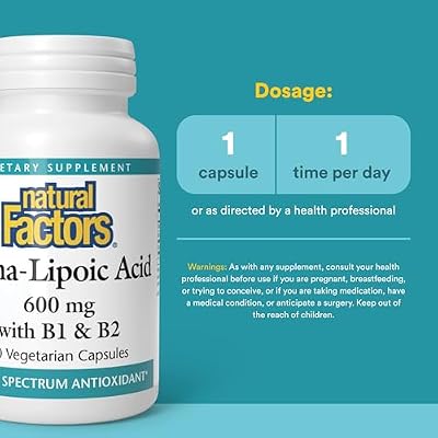 Natural Factors Alpha-Lipoic Acid with B1 & B2 - Antioxidant Support* - Non-GMO - 60 Vegetarian Capsules