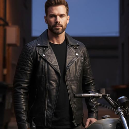 Image of Milwaukee Leather SFM1885 Men's Black Leather Fashion Jacket with Piping Design