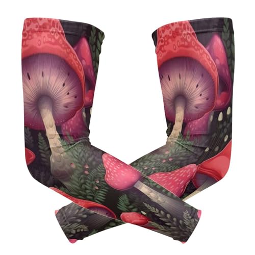 YEGAME Arm Sleeves for Men & Women, Mushroom 1 Pair Cooling UV Sun Protection Sports Compression Sleeves, UPF 50+ Basketball Tennis Cycling Arm Warmers, Breathable Tattoo Cover Sleeve