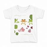 [igsticker] プリント Tシャツ キッズ 子供 120 サイズ size おしゃれ クルーネック 白 ホワイト t-shirt 007872 アニマル カエル 蛙 緑 グリーン