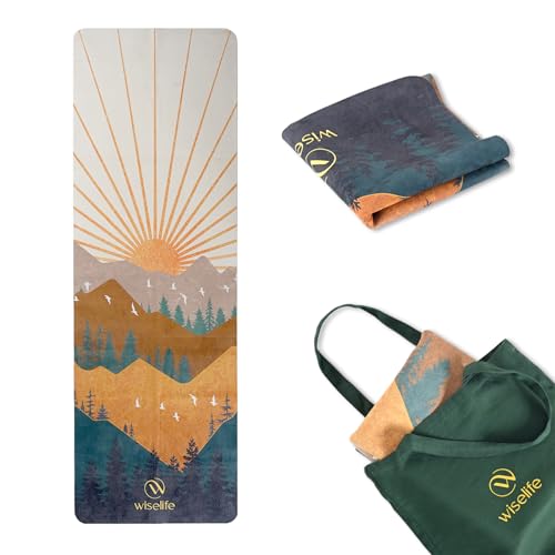 Image of Wiselife MicroFiber & Natural Rubber Foldable Yoga Mat + Carry Bag | Extra Thick Extra Long Extra Wide Exercise floor Mat For Gym, Workout, Fitness | Natural Rubber Yoga Mat (1MM,Arbian Morning)