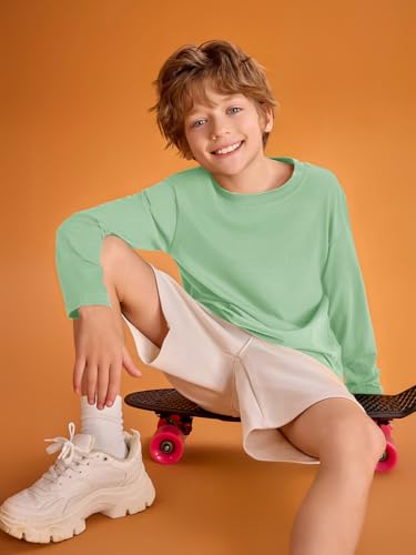 Image of Haloumoning Kids Boys Long Sleeve Crewneck T-Shirts Tee Tops 5-14 Years