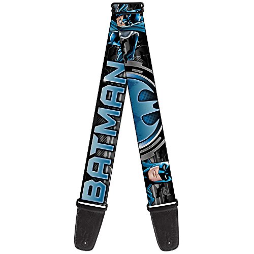 Buckle-down Sangle de guitare 34-60″ BATMAN Poses/Bat Signal CLOSE-UP Black/Grays/Blues - Les Beatles, Paul McCartney, John Lennon, RIngo Starr, George Harrison Buckle-down Sangle de guitare 34-60" BATMAN Poses/Bat Signal CLOSE-UP Black/Grays/Blues