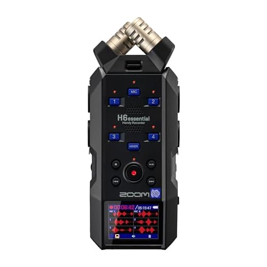 Zoom H6essential (2024 Model, Essential Series) a 32-bit con Coma Flotante, accesibilidad, 6 Pistas, micros estéreo, 4 entradas XLR/TRS, Interface de Audio, para músicos, podcasters y cineastas
