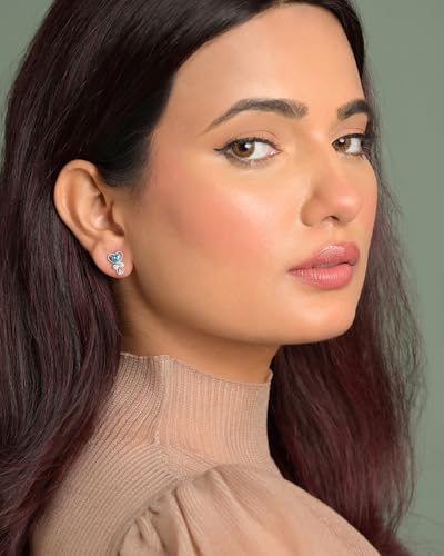 Image of CLARA 925 Sterling Silver Stud Earrings | Platinum Plated | Daily Wear |Gift for Women and Girls