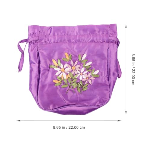 Bolso tote con cordón bordado para mujer de Holibanna, estilo étnico, ligero, para uso diario, fiestas y bodas, 8,66 x 8,66 x 0,39 pulgadas miniatura 4