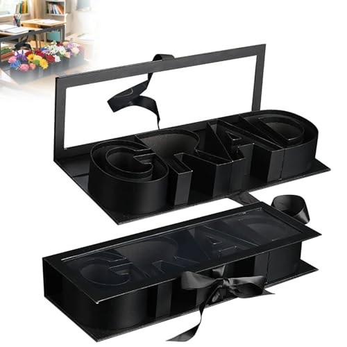 Graduation Gift Box 2026 Letter Shaped Fillable Cardboard Box for Graduation Gifts Wrapping Decor Box for Presents College Graduate High School Party Favor Supplies (Black)