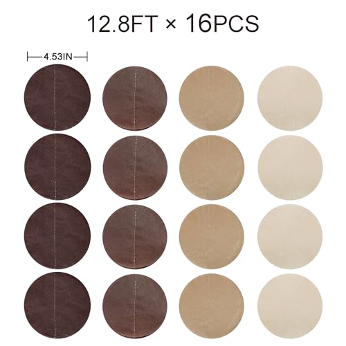 Image of 205Ft Brown Party Decorations Ombre Cream Tan Brown Boho Circle Dots Backdrop Streamer Tissue Paper Hanging Garland for Neutral Rustic Cowboy Western Teddy Bear Safari Woodland Birthday Party