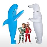 DeHasion 2 Packs Halloween Inflatable Animal Shark Cosutme Polar Bear Blow-up Costume for Adult/Halloween/Christmas Parade (Shark/Polar Bear)
