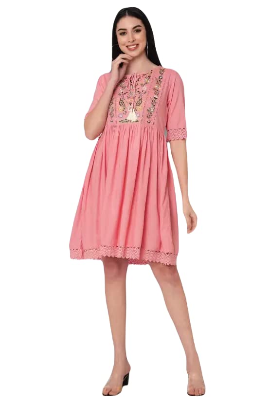 Image of Women Rayon Casual Wear A- Line Dress for Girl /Women /Ladies
