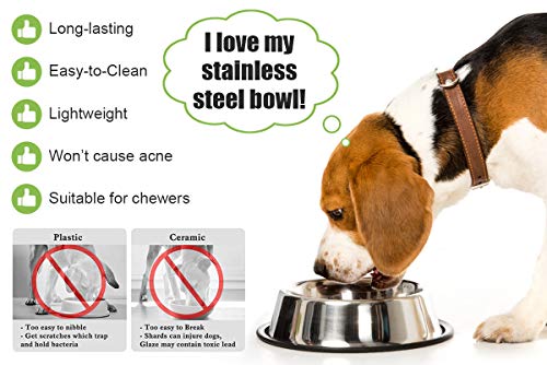 Podinor Stainless Steel Dog Bowls, Food and Water Non Slip Anti Skid Stackable Pet Puppy Dishes for Small, Medium and… - Image 4