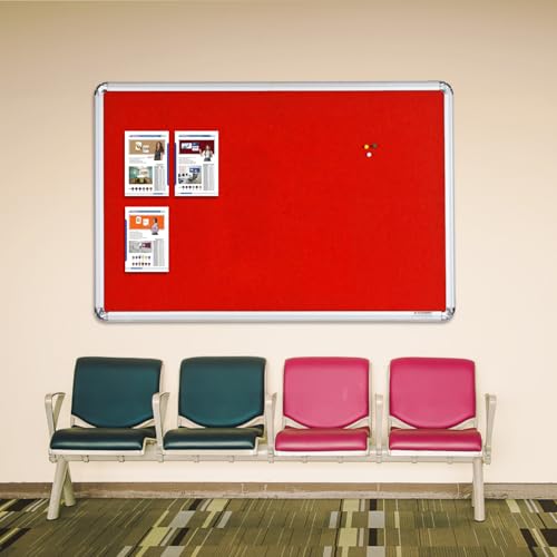 Image of ALKOSIGN Astra Felt Notice Board -RED (3 x 5 Feet) |Bulletin Board, Pin-up Board, Display Board, Push pins Board, Announcement Board, Soft Message Board, for School, College, Office, Study Room etc