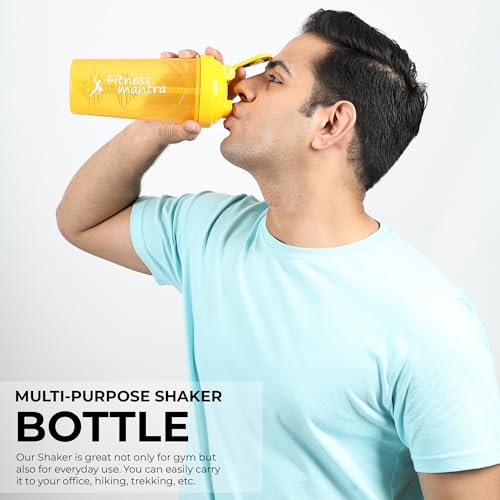 Image of Fitness Mantra 700ml Classic Shaker Bottle for Men & Women [Capacity 700 ml (Yellow, 700ml)