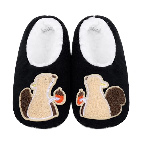 Image of ZYZX Cute Slipper Socks with Grips,Cozy Soft Sole House Slippers for Women | Animal Pattern Warm Safe Non Slip Fleece-lined Fluffy Fuzzy Socks Indoor for Adult,Easy to Wash,Gifts