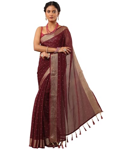 Image of Libas Printed Chiffon Saree for Women With Unstitched Blouse Piece | Traditional Saree for Festive & Wedding