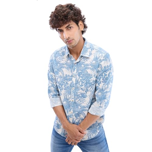 Image of Spykar Men's Slim Fit N /A Full Sleeve Printed Casual Shirts