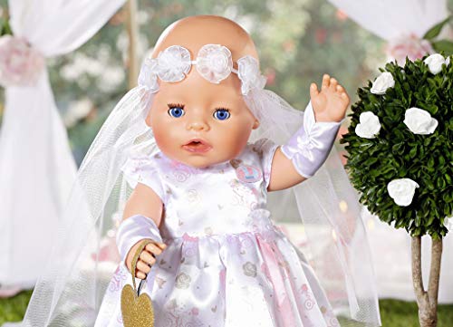 Zapf Creation 827161 BABY born Boutique Deluxe Braut Outfit Puppenkleidung 43 cm, weiß – Bild 6