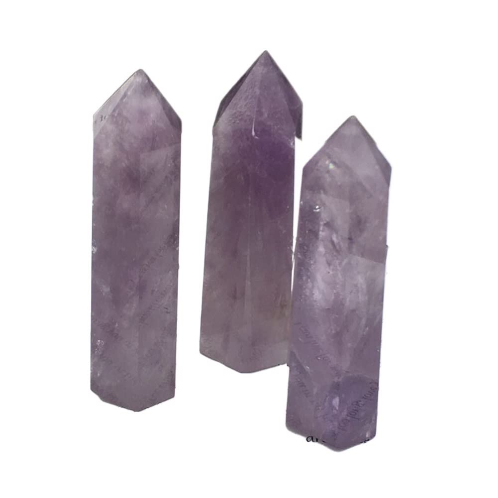 WGPHD Meditation Home 1PCS Natural Purple Crystal Single Crystal Column Original Stone Grinding six prisms Meditation Home Decoration (Size : 8-9cm)