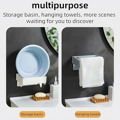 Image of 2 Pcs Collapsible Plastic Trash Bag Holder, Kitchen Cabinet Door, Garbage Bag Holder Under Sink, White, Plastic, 5 Gallon, Rectangular, Indoor /Outdoor, Adjustable, No Lid, Trash Can