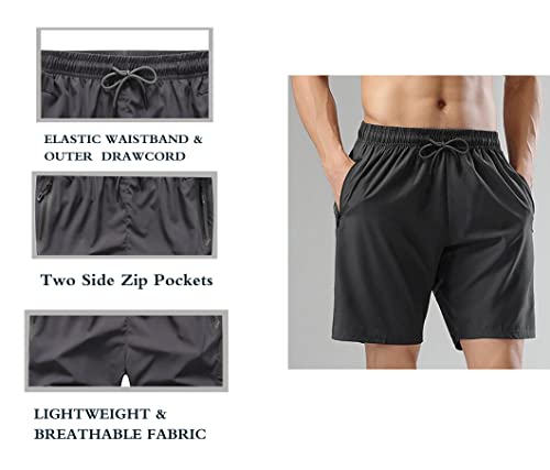Mens Gym Workout Shorts Quick Dry Lightweight Athletic Shorts for Training Running with Zipper Pockets3