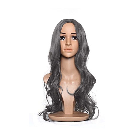 Kamo Women Stone gray Long Curly Wavy Hair Full Cos play Lolita Party Wig