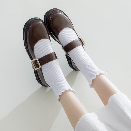 Image of Mcool Mary Womens Ruffle Socks, Cute Ankle Winter Warm Knit Cotton Frilly Sock 6 Pack