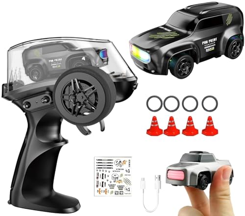 Image of Amitasha 2.4GHz Mini RC Drifting Car 1:64 Scale Remote Control Car with LED Lights & Speed Mode, Stunt Drift Toys for Kids & Adults