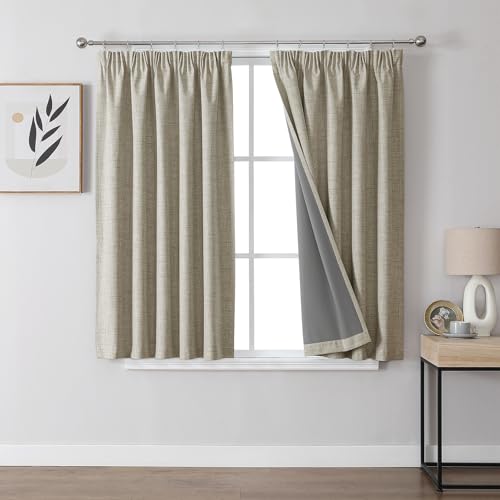 Joydeco 100% Blackout Curtains Bedroom 46 x 54 Inch Drop, Fa