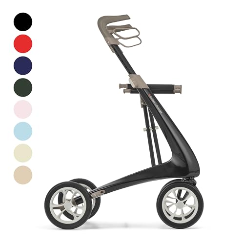 Image of byACRE Carbon Ultralight Rollator Walker, 10.6 lbs, Black, Wide Track