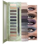 12 Colors Highly Pigmented Eye Shadow Palette Makeup Kit for Women, White Nude Purple Black Silve...