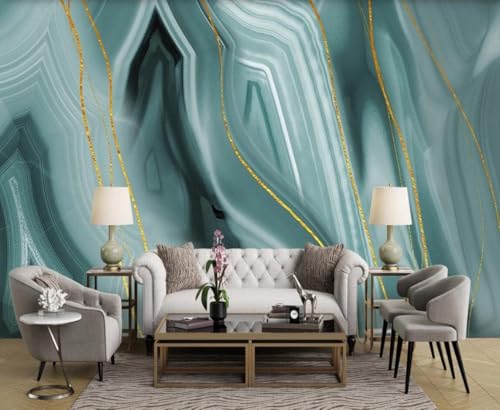 Tzxztt Mármol Verde Abstracto Papel Pintado 3D Póster Restaurante Dormitorio Salón Sofá TV Pared Decorativa-400cm×280cm