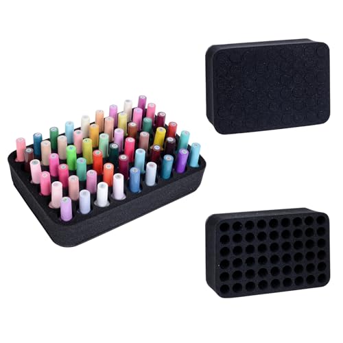 YAHOURWAT Nagellack-Organisatorhalter Schaumstoffplatte mit Fächern für 54 Flaschen (15ml/0 5fl.oz) Nagellack oder Essenzöllenschale für Schubladen schwarz