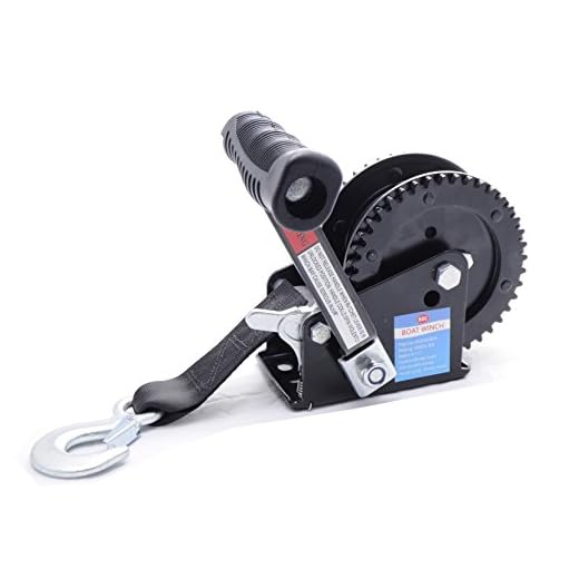 Trailer Winch 2000LB EDC Coated Black Dual Drive Winch with 25-Foot Strap
