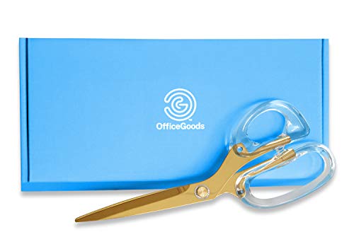 Acrylic & Gold 9 Scissors by OfficeGoods - Stainless Steel, Multi-Purpose & Style for Your Office, Home, School, Arts and Crafts, Scrap Booking, & Sewing. Designed for Left or Right Handed Use