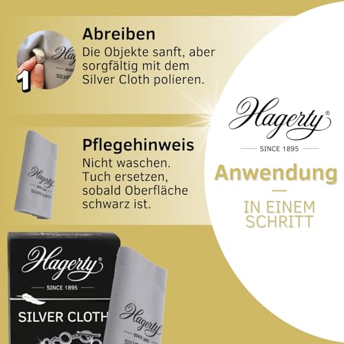 Hagerty Silver Cloth Schmuck Reinigungstuch 36x30cm I imprägniertes Tuch aus Baumwolle I effektives Silberputztuch mit Anlaufschutz zur Reinigung von Silberschmuck und Versilbertem