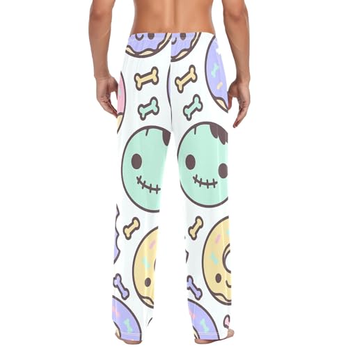 Halloween Zombie Donuts Men's Pajama Bottoms Plaid Pajamas Pants for Men Soft Long Lounge Woven Pj Sleep Pant with Pockets3