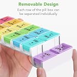 Opret Organisateur hebdomadaire de pilules, petite boîte à pilules 7 Jour 2 Les temps par jour pour AM PM, Organisateur de tablette de voyage portable avec 14 Compartiments amovibles, pour suppléments de vitamines Médicament (multicolore)