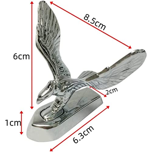 XJKLBYQ Car Badges 3D Auto Eagle Hood Emblem Car Front Cover Hood Ornament Sticker Badge Bonnet Car Decor Styling Accessories, Hood Emblem, STANDARD, Silver