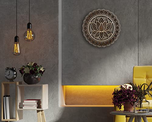 Mandala Wall Art, Mandala Wood Wall Art Decor, Lotus Flower Wall Decoration, Layered Mandala (X-Large) #TOP2