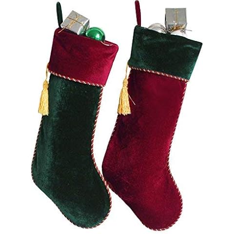 Gireshome Set of 2 Pcs Burgundy & Green Velvet Vintage Cover