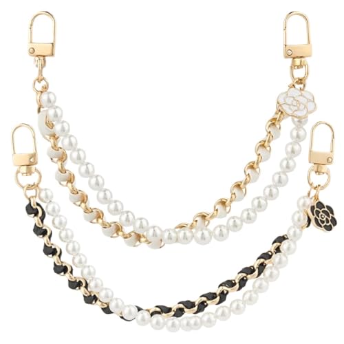 Kit com 2 Extensores de Alça para Bolsa Feminina com Pérolas e Corrente Dourada – 26cm Versáteis e Elegantes