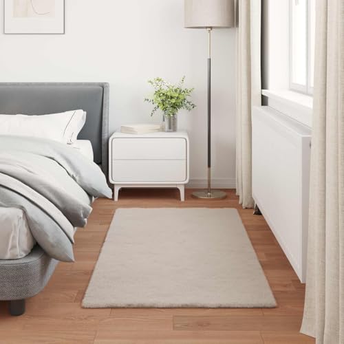 Tapis en fourrure synthétique beige extra doux et résistant pour le salon