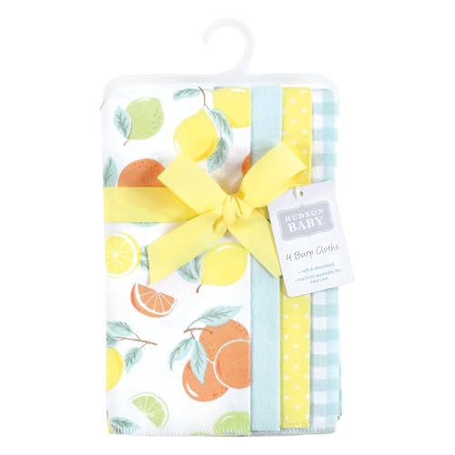 Image of Hudson Baby Unisex Baby Cotton Flannel Burp Cloths, Citrus Mint, One Size