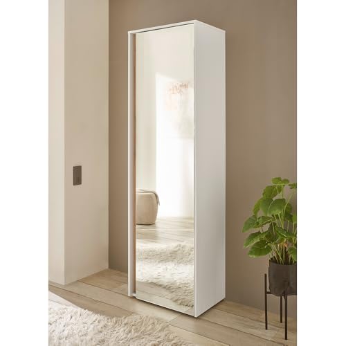 Lomadox Flurschrank Schrank Garderobenschrank mit Spiegel in weiß mit Eiche Lomadox Flurschrank Schrank Garderobenschrank mit Spiegel in weiß mit Eiche