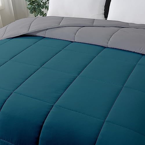 Image of Razzai Restful Sleep Microfiber Summer Season Ac Reversible Comforter 220 GSM (90 inch x 90 inch Inches /228cm x 228cm) - Queen Size Comforter|Silver /Teal|