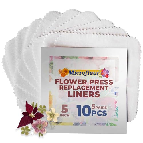 Image of Microfleur - Regular White Liners for Microwave Flower Press 5" (13 cm), Floral Art Crafting Accesory, Creative DIY Handicrafts, Dry Extra Replacement Durable Cotton Paper Sheets - 10 PC (5 Pair)